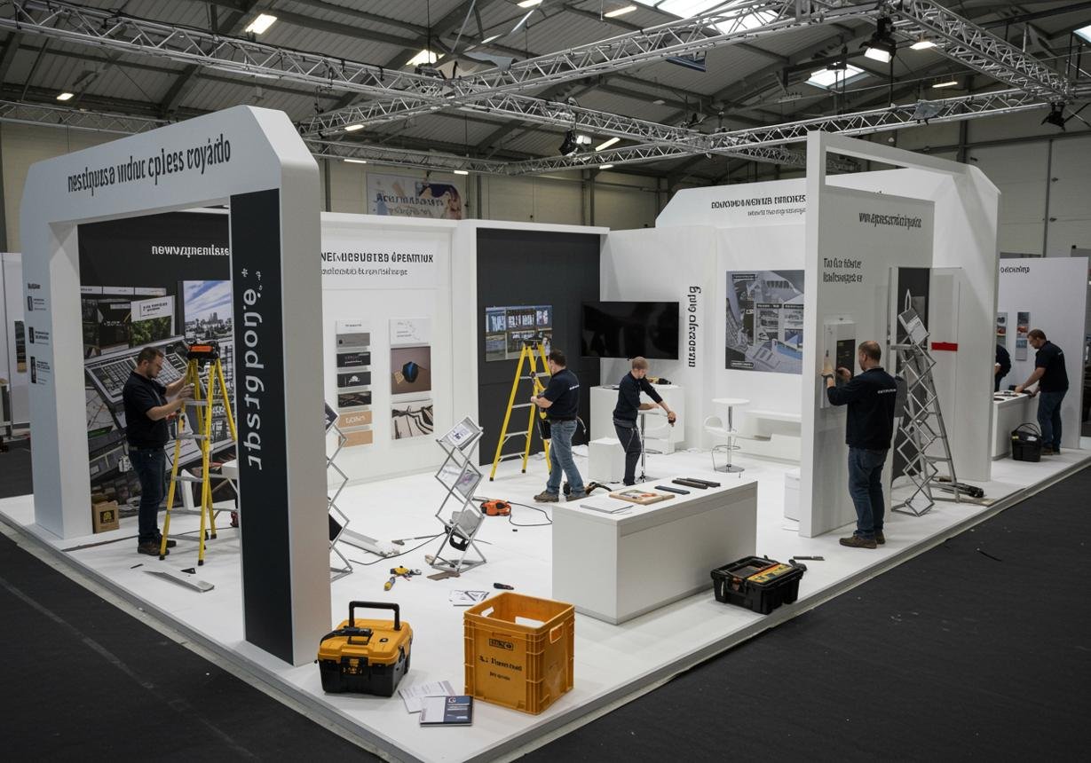 Exhibition hall floor with rows of booths managed by TECHBOAR